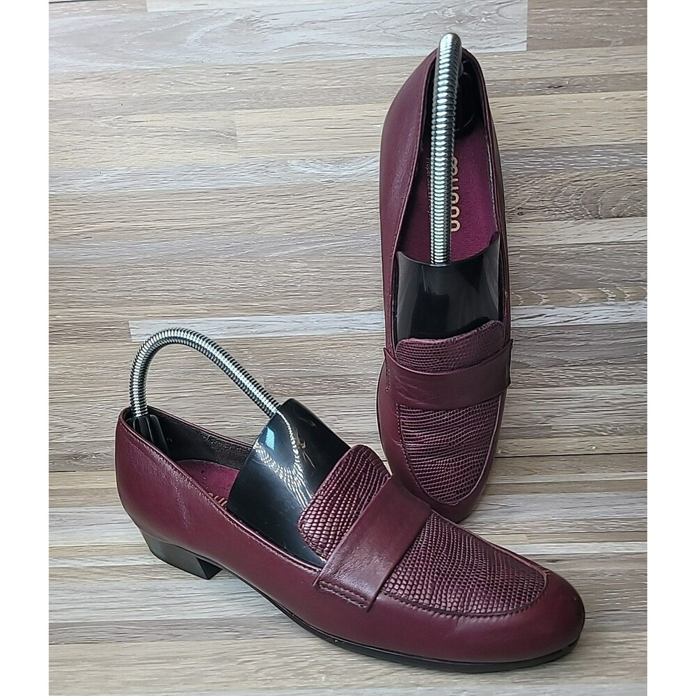 Munro Kiera Burgundy Leather Loafers Women's Size 8 N Comfort Heel‎ Slip On